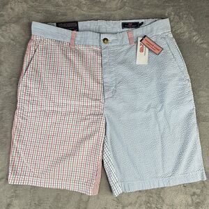 Vineyard‎ Vines Shorts Mens 36 Red Blue Seersucker Party Breaker Novelty Cotton
